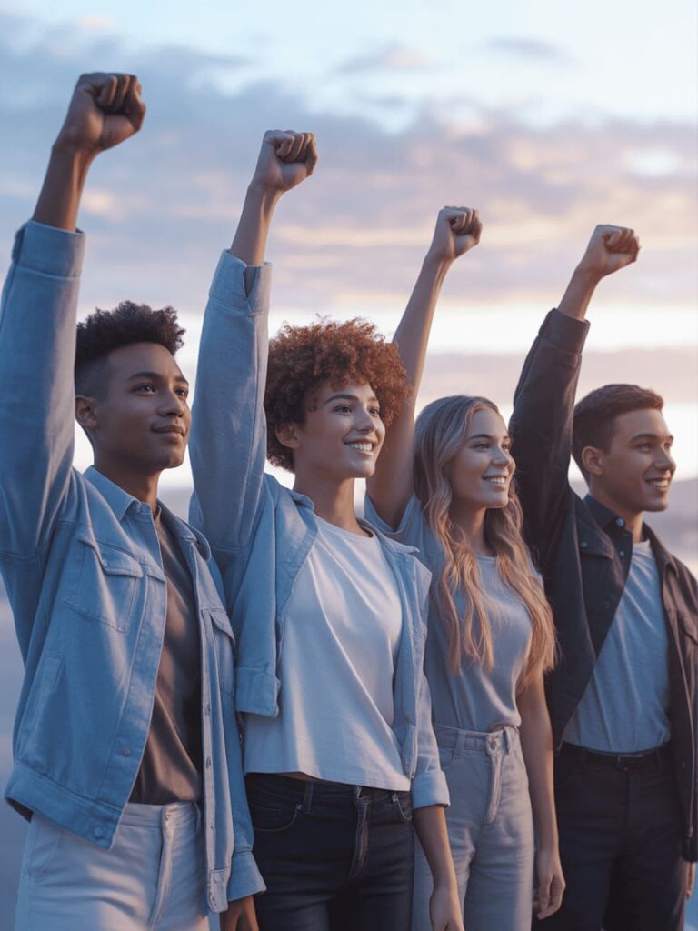 diverse young people standing together