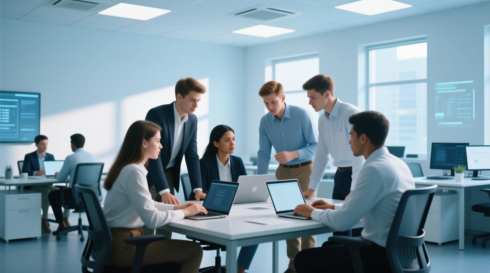 diverse young professionals working together