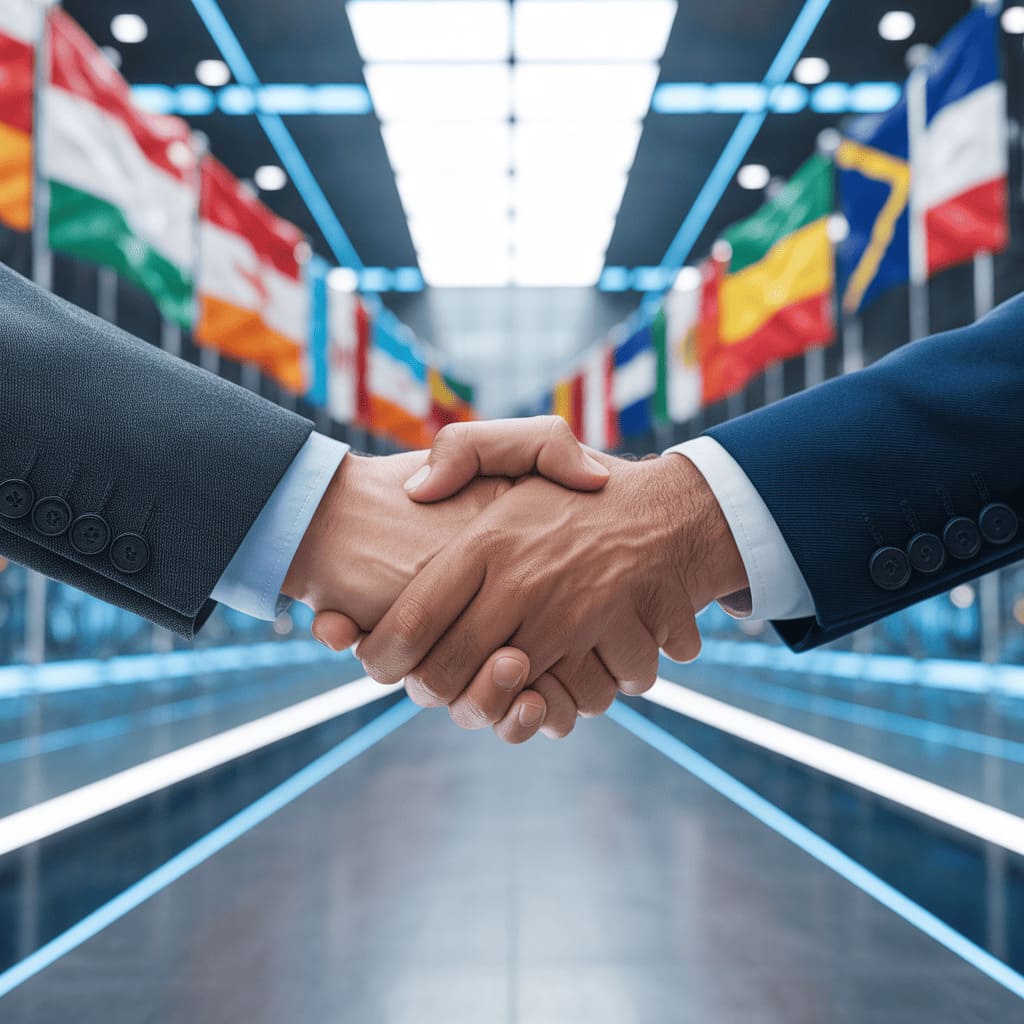 international cooperation handshake