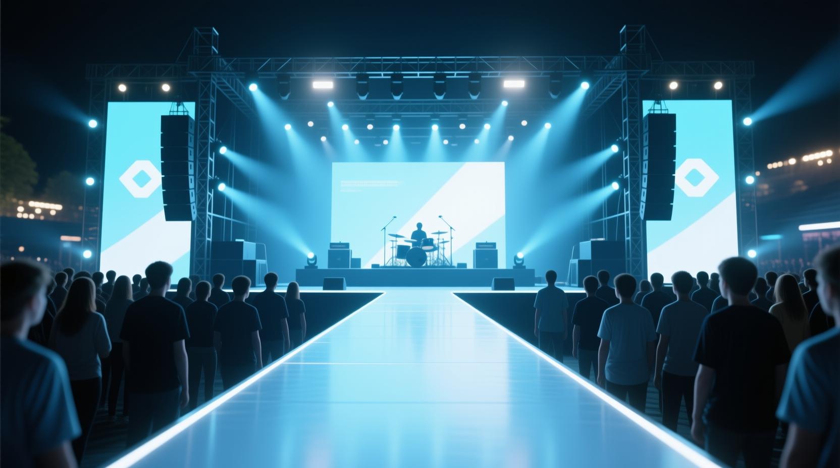 music festival stage lights young crowd