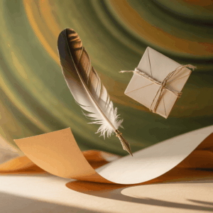 air element symbolism with floating symbols of communication and connection