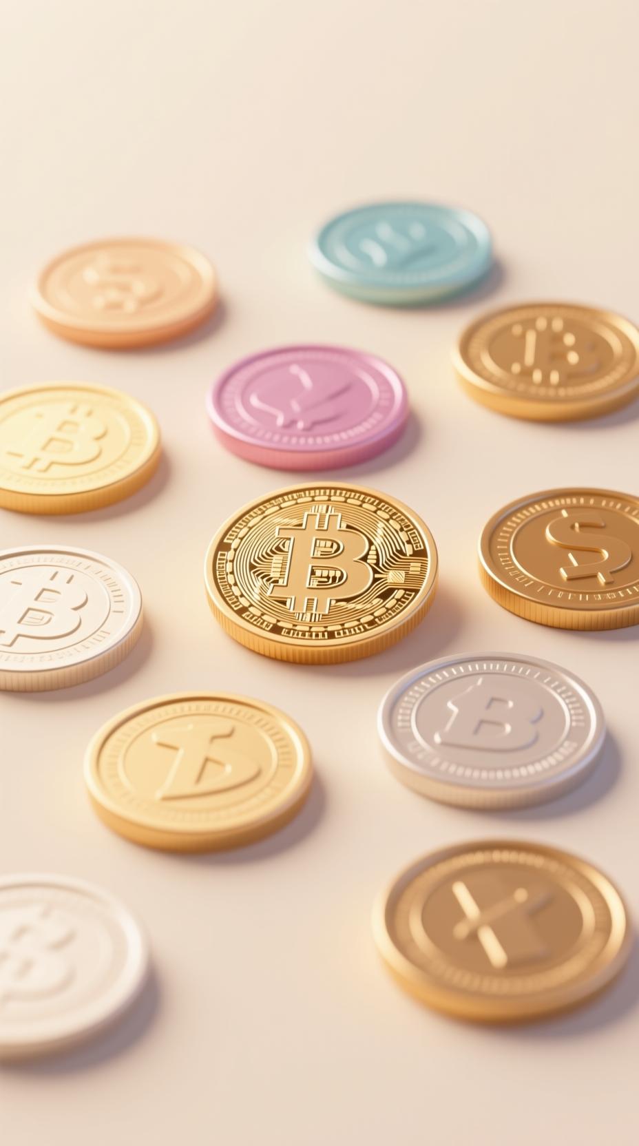 colorful cryptocurrency coins collection variety