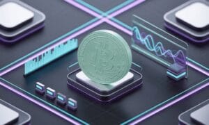 cryptocurrency bitcoin with blockchain visualization