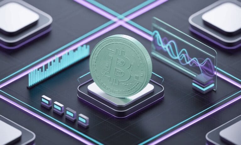 cryptocurrency bitcoin with blockchain visualization
