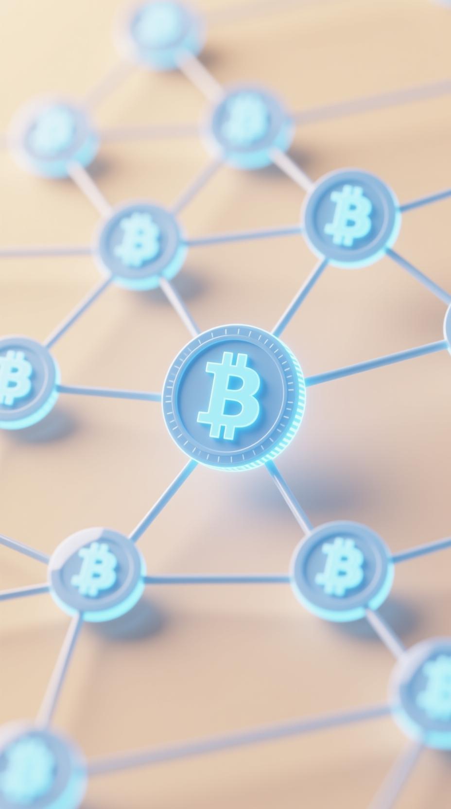 digital currency blockchain network glowing blue technology abstract