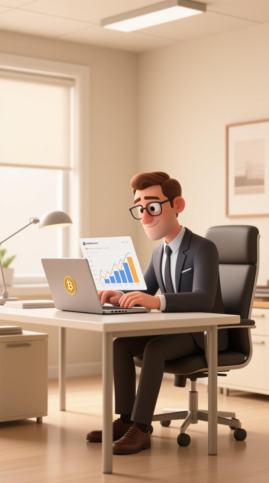 investor analyzing cryptocurrency charts laptop