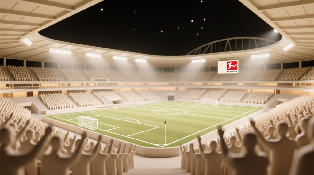German Bundesliga football stadium atmospheric night match