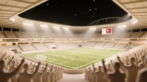 German Bundesliga football stadium atmospheric night match