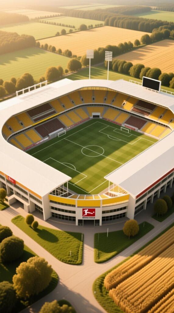 bundesliga football stadium aerial view atmosphere
