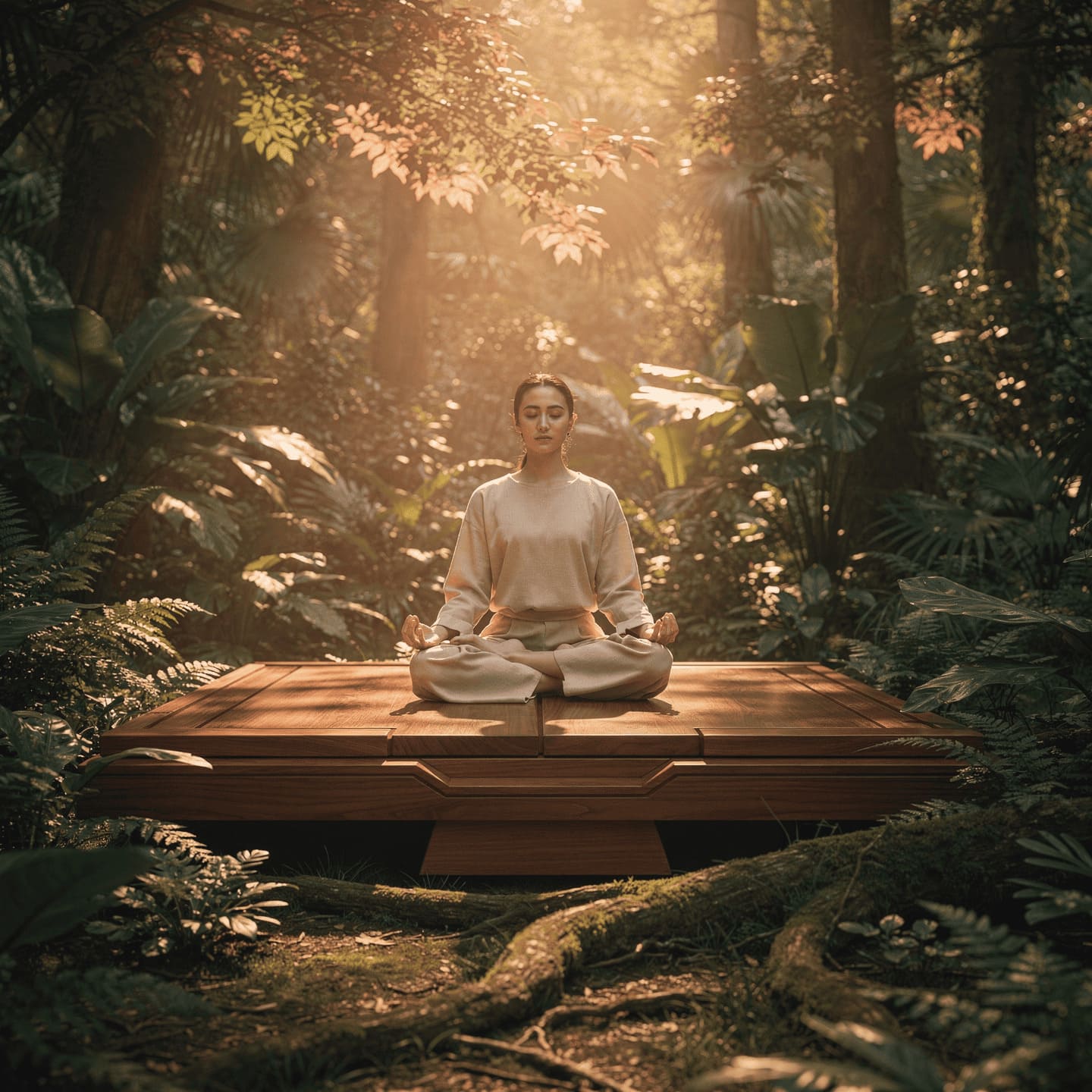 person meditating calm peaceful nature