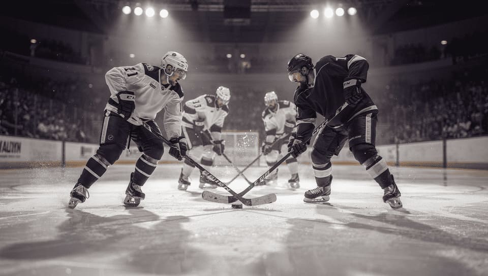 ice hockey game action shot players competing
