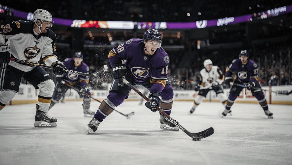 professional ice hockey match intense moment DEL