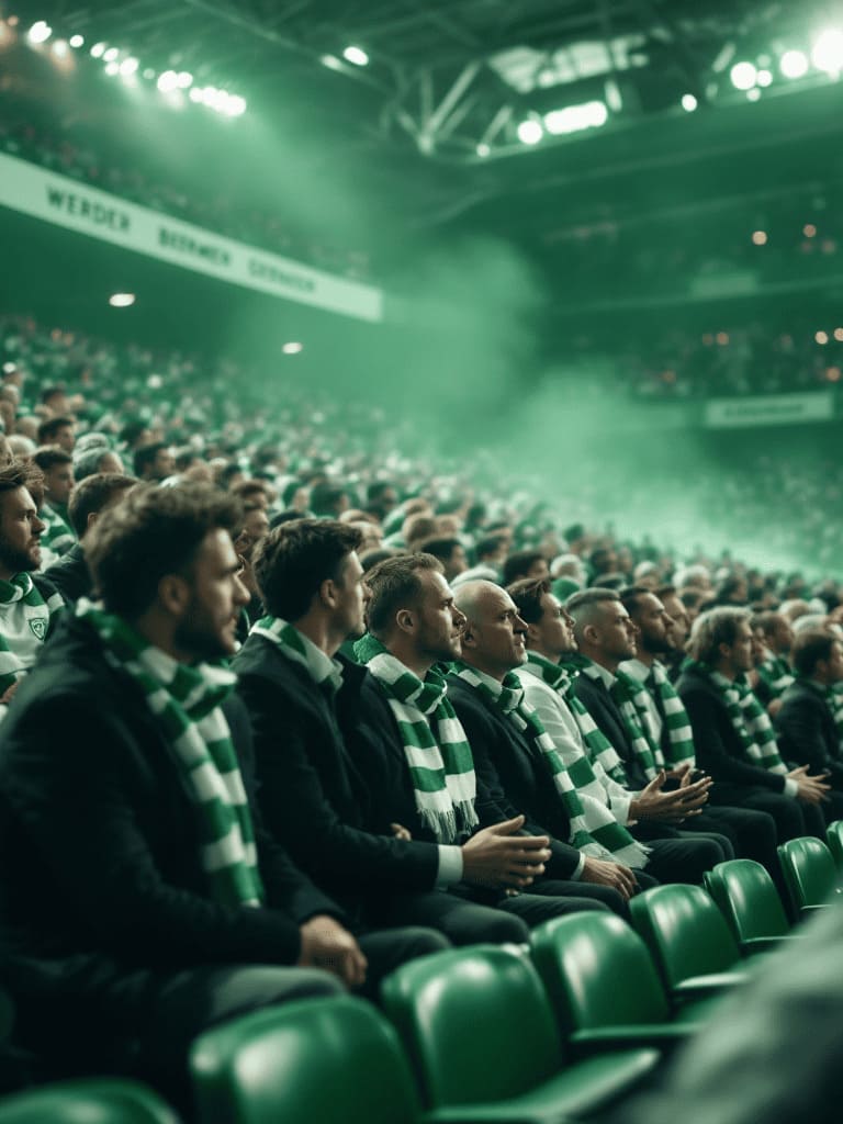 Werder Bremen Weser stadium football fans green white scarves