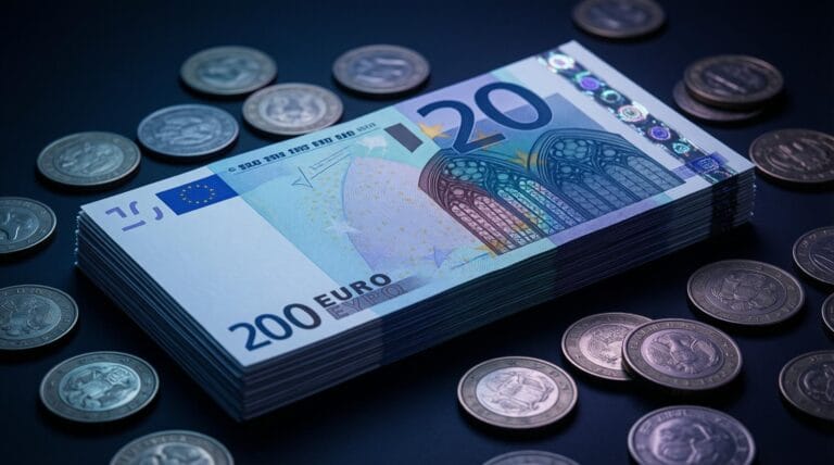 stack of euro banknotes .