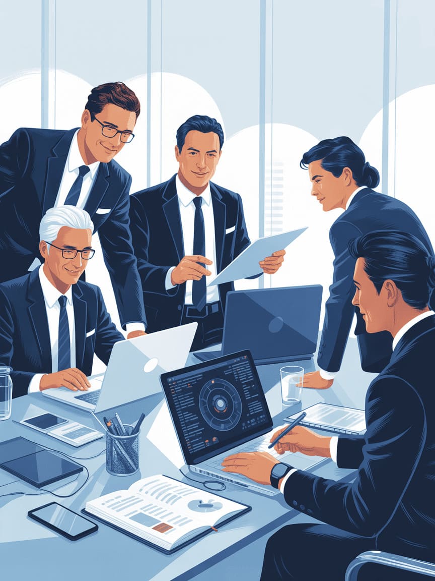 trusted security firm team experts working together office