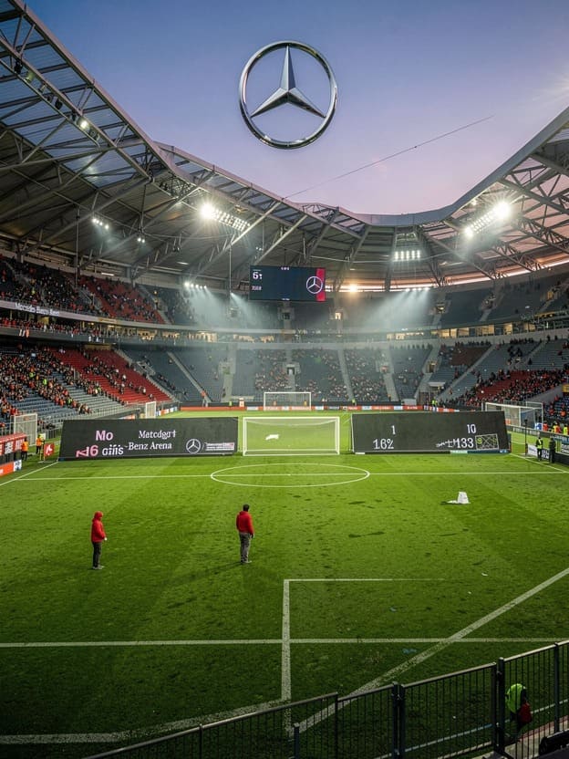 Stuttgart Mercedes-Benz Arena football pitch evening kickoff